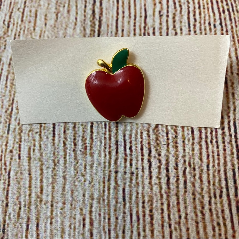 3/$12 red apple metal enamel pin